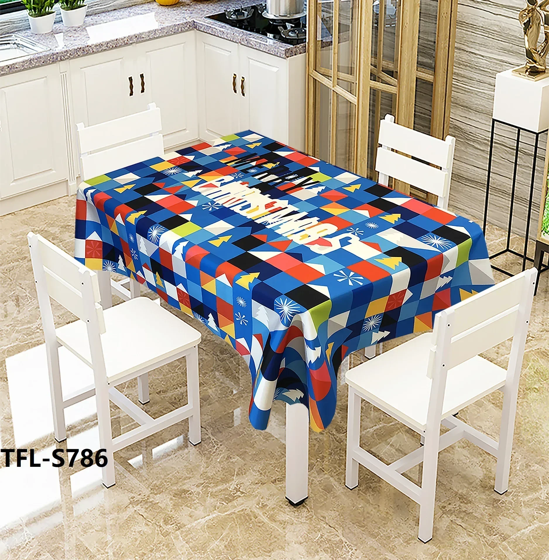 Fabric Waterproof Creative Tablecloth Style Christmas Printing Serviette Table Living Room Accessories Decor 86AZ01