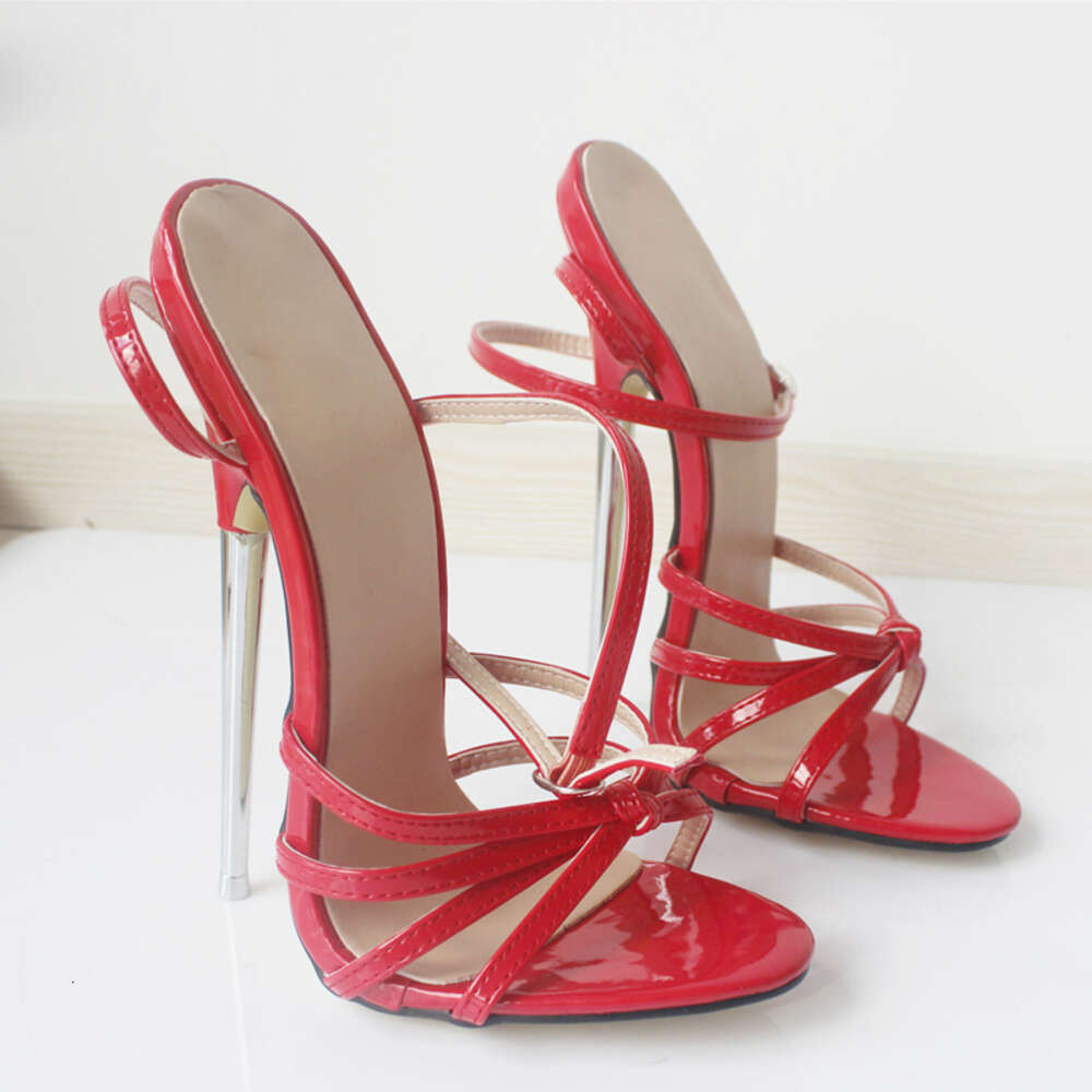 Sexy 16Cm Unisex Slick Stiletto Heels, Metal Ankle Strap Pointed Toe Women Sandals