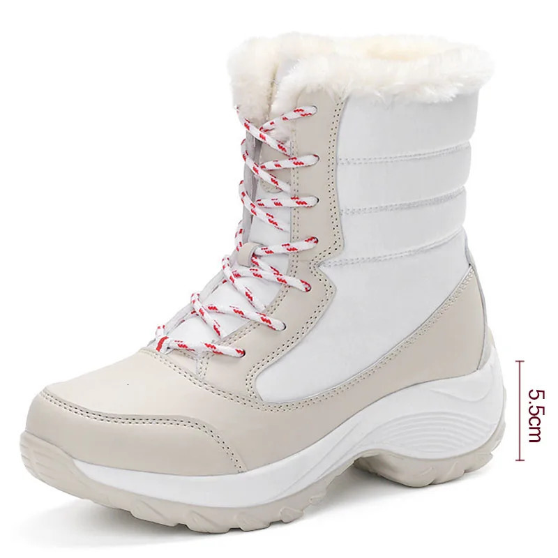 Womens Shoes Womens Snow Boots Womens Boots Winter Womens Plus Size Platform Boots Winter Womens Warm Botas Unprinted Good Quality White Boots 240611