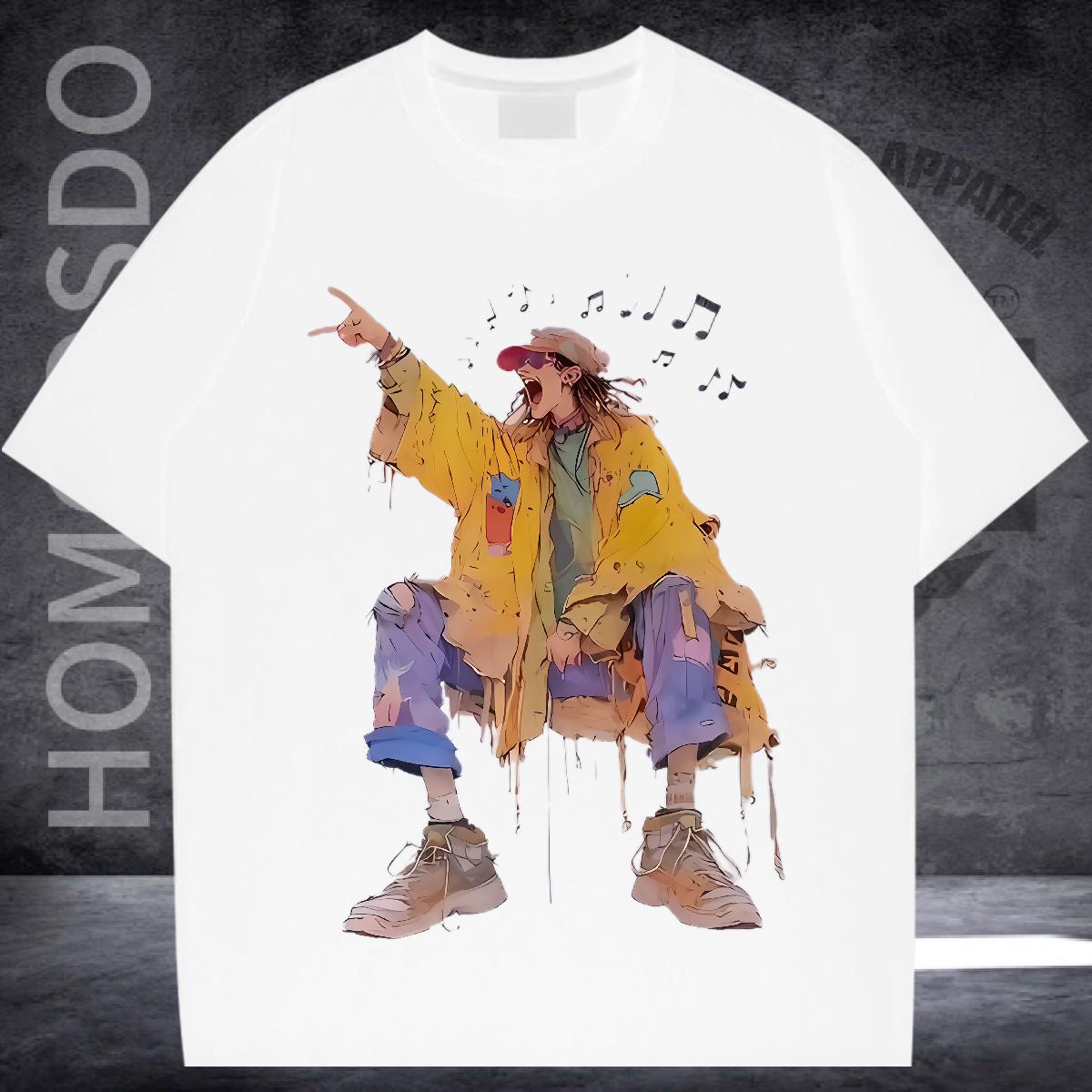 Popular Man T Shirts Anime Printing Street Breathable Crew Neck Cotton Men Tshirts Fashion Design DIY Tops