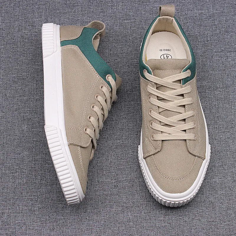 Mens Spring Canvas Shoes Breathable Lace Up Casual Mens Versatile Flat Bottomed Cloth Shoes Anti Skateboard Shoes Tenis 240612