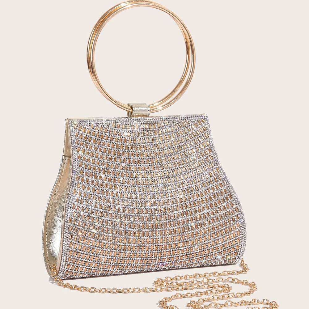 Banquet New PU Chain Advanced Magnetic Buckle Handbag Gold Women's Bag H6.12#42 ddmythur
