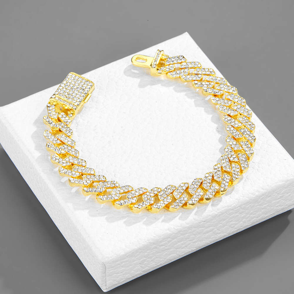 Wholesale Fashion Jewelry Hip Hop Two Tones Diamond Chain Link Gemstone Necklace Miami Cuban for Men Women