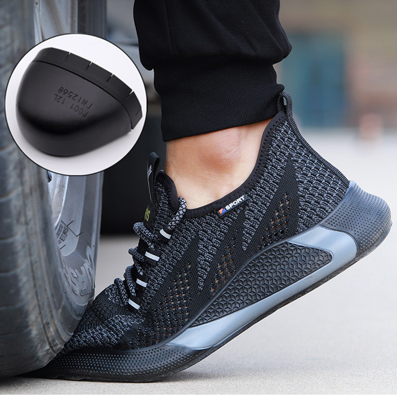 Lightweight Breathable Work Sneakers Indestructible Safety Steel Toe Cap Protective Shoes Men Puncture-Proof Footwear Male b6e1