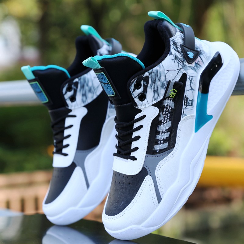 Men Casual Shoes Fashion Platform Sneakers Mens Trend Lace-up Non-slip Skateboard Chunky Shoes Men Basket Mesh Bearthable Shoes