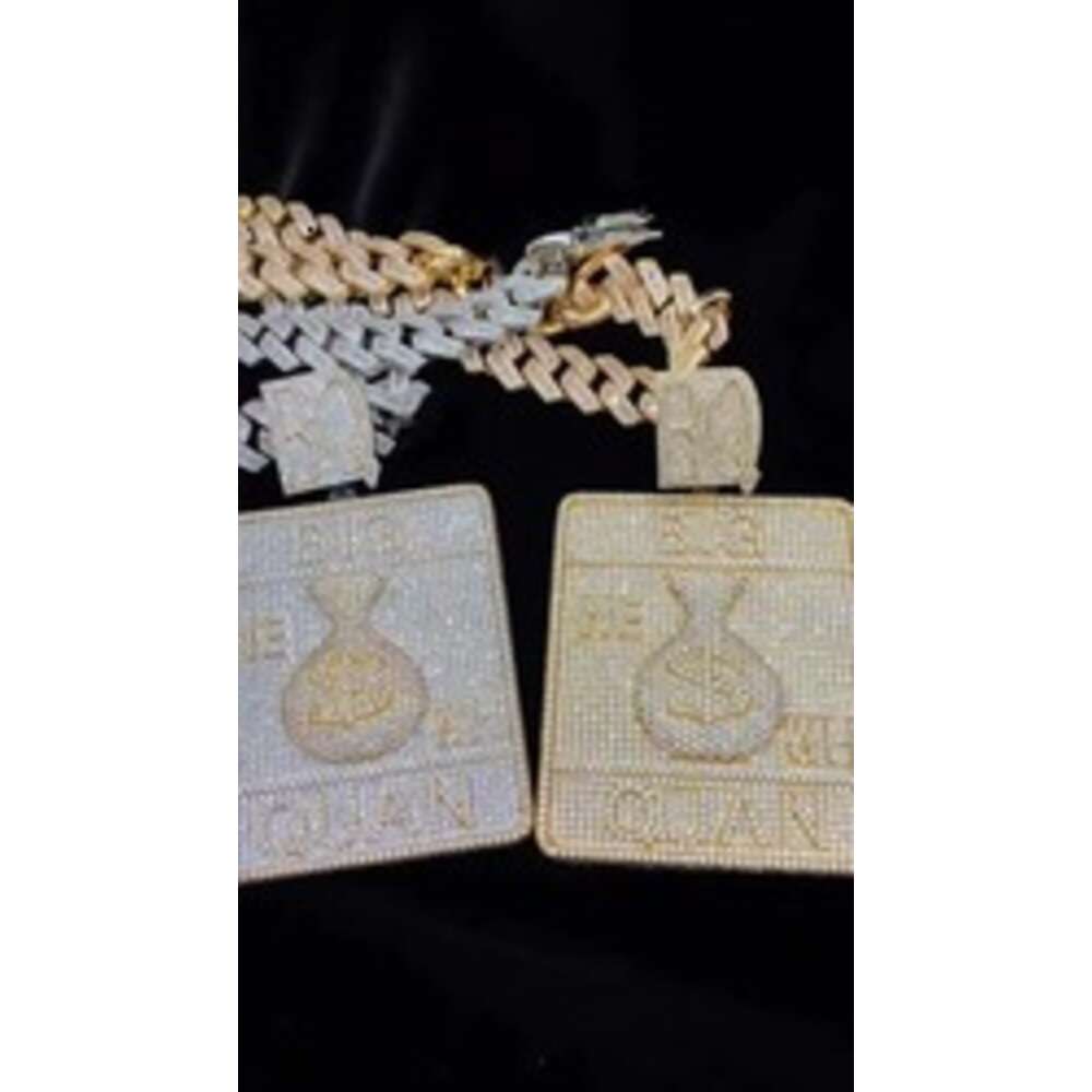 Foruixi Custom Moissanite Name Necklace Pendant Custom Cuban Link Name Necklace