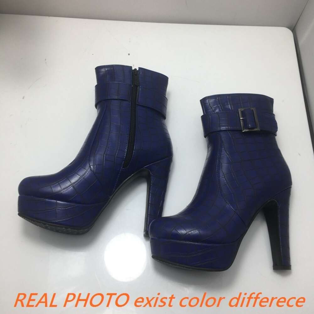 SIMLOVEYO 2021 Yellow Blue Platform Thick High Heeled Sexy Lady Shoes For Foot Women Ankle Boots Extra Big Size 33-50