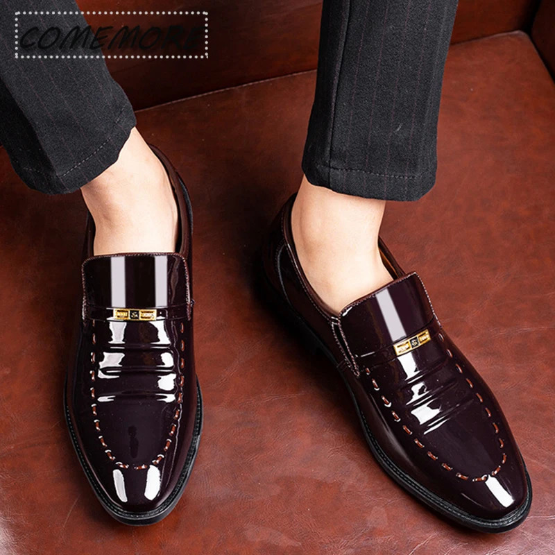 Patented leather mens shoes classic mens formal leather shoes formal office work mens parties Oxford business footwear PU 240611