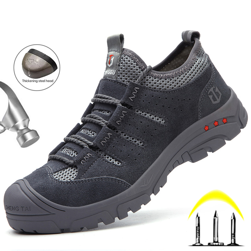 Men's Men Boots Steel Toe Safety Sneakers Man Breathable Working Puncture-Proof Work Shoes 5682 's