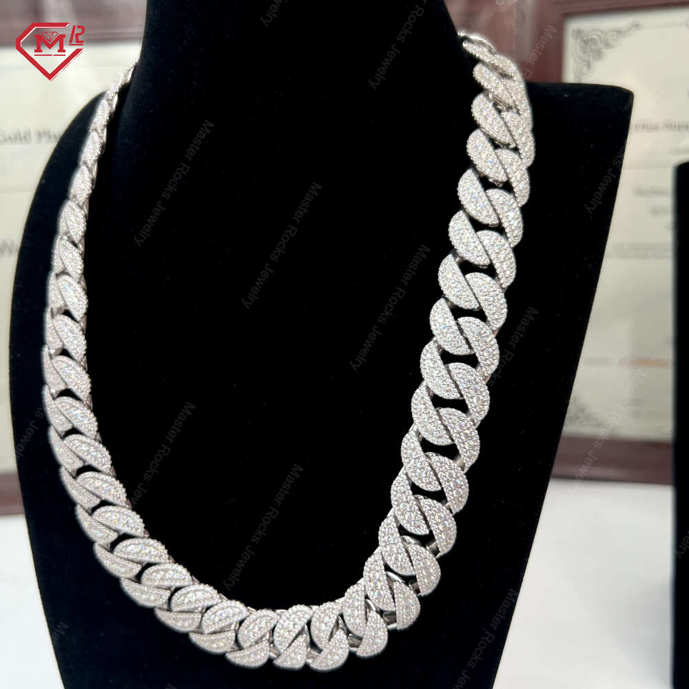 Luxury Cuban Link Chain 12mm 15mm 18mm Hip Hop Iced Out 925 Sterling Silver Vvs Moissanite Miami Cuban Link Chain
