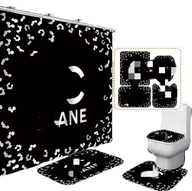 Top Quality Carpet Bathroom Foot Pad Bath Mat And Shower Curtain Set Toilet Seat Covers Home Decor 02154