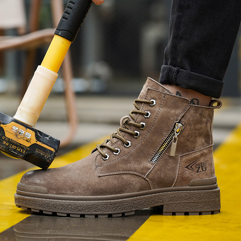 Genuine Leather Work Safety Boots For Men Anti Scald Wear-resistant Work Shoes Puncture-Proof Safety Shoes Men Winter Boots