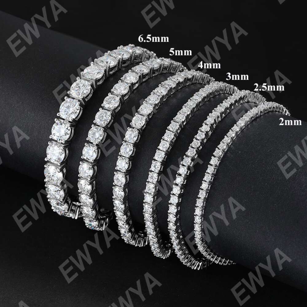 EWYA New in Real D Color Full 2mm 0.03CT Moissanite Tennis Bracelet for Women S Sier Plated Dia Link Bracelets Gift
