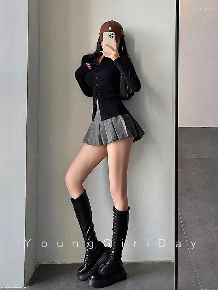 Skirts Pleated Skirt With Shorts Women Sexy High Waist White Black A-line Korean Gyaru Mini Tennis School Girl Summer