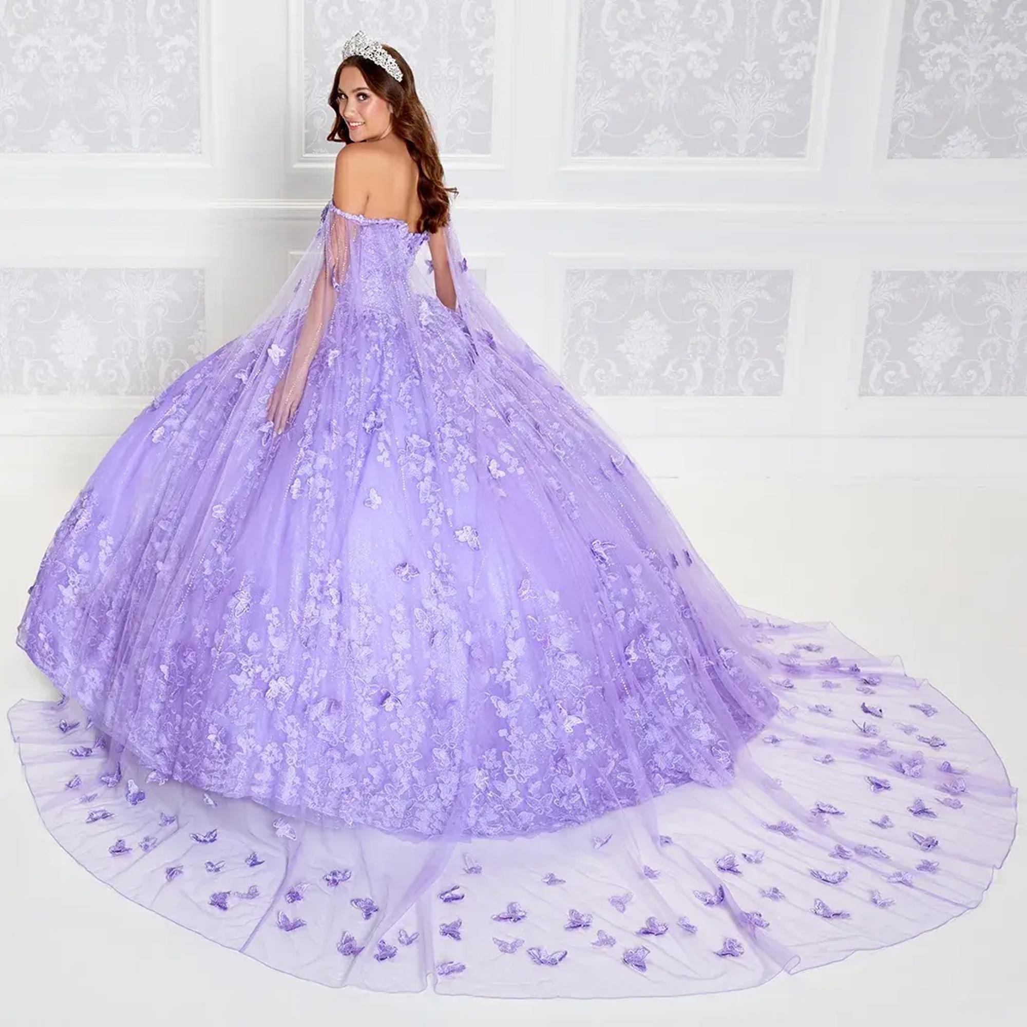 Lavender Mexican Quinceanera Ball Gown Off The Shoulder Lace Beaded Puffy Charro Sweet 16 Dresses 15 Anos