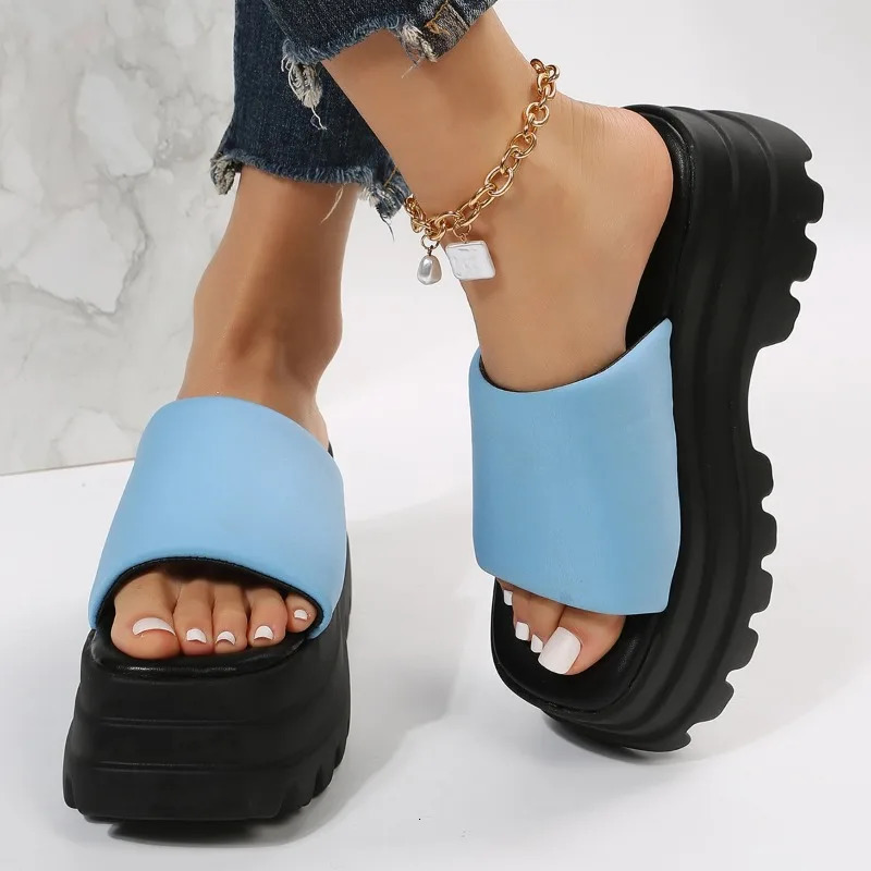 Platform Shoes womens summer fashion slider with thick sole open toe high heel slider sandals party shoes womens footwear 240611