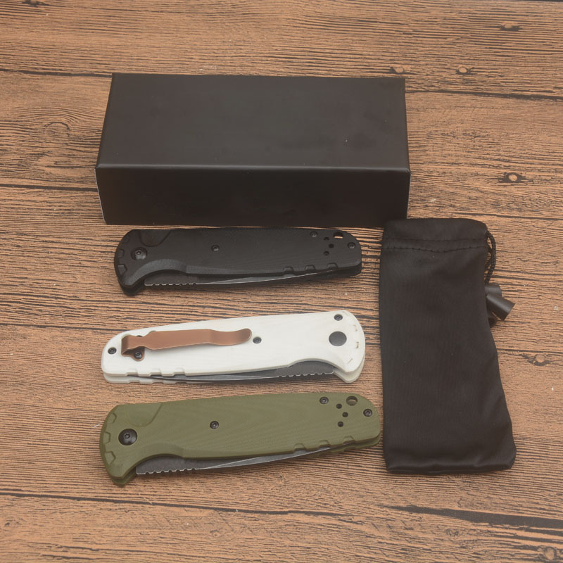High Quality BM4300 Tactical Knife D2 Black Stone Wash Drop Point Blade G10 Steel Sheet Handle Outdoor EDC Pocket Folder Knives with Retail Box