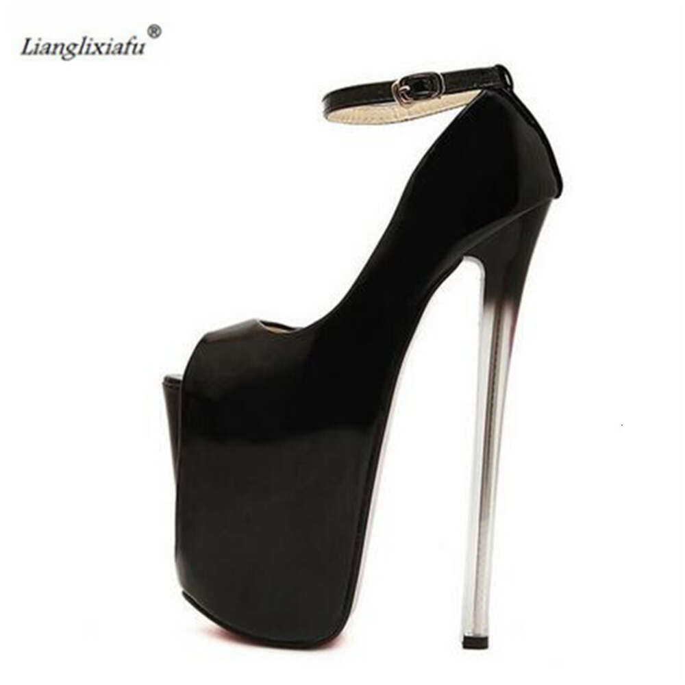 LLXF Zapatos Mujer Plus34-42 43 Sexy Stiletto 16/19/22Cm Thin Heels Woman Platform Ankle Strap Women Wedding Single Shoes