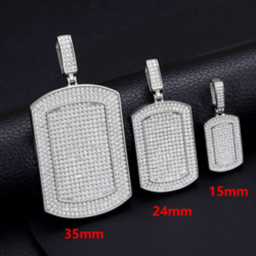 New Arrival Hip Hop Jewelry 925 Sterling Silver Micro Pave Vvs Moissanite Diamond Iced Out Bling Dog Tag Sign Pendant Necklace