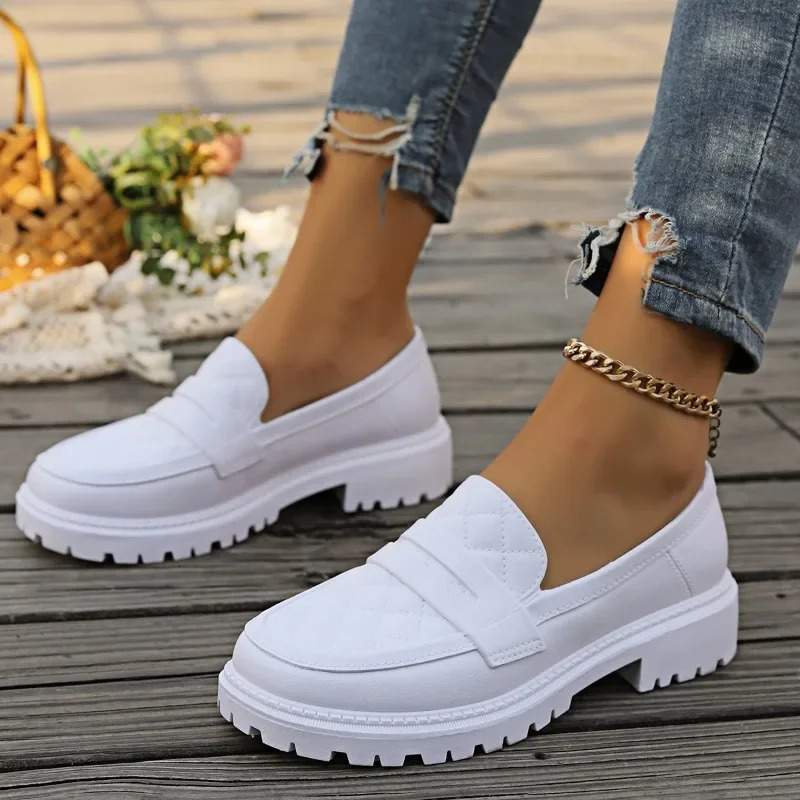 Loafers Classic Round Flat Head Autumn 2024 Casual Solid Color Light Sliding Mouth Womens Shoes 241106