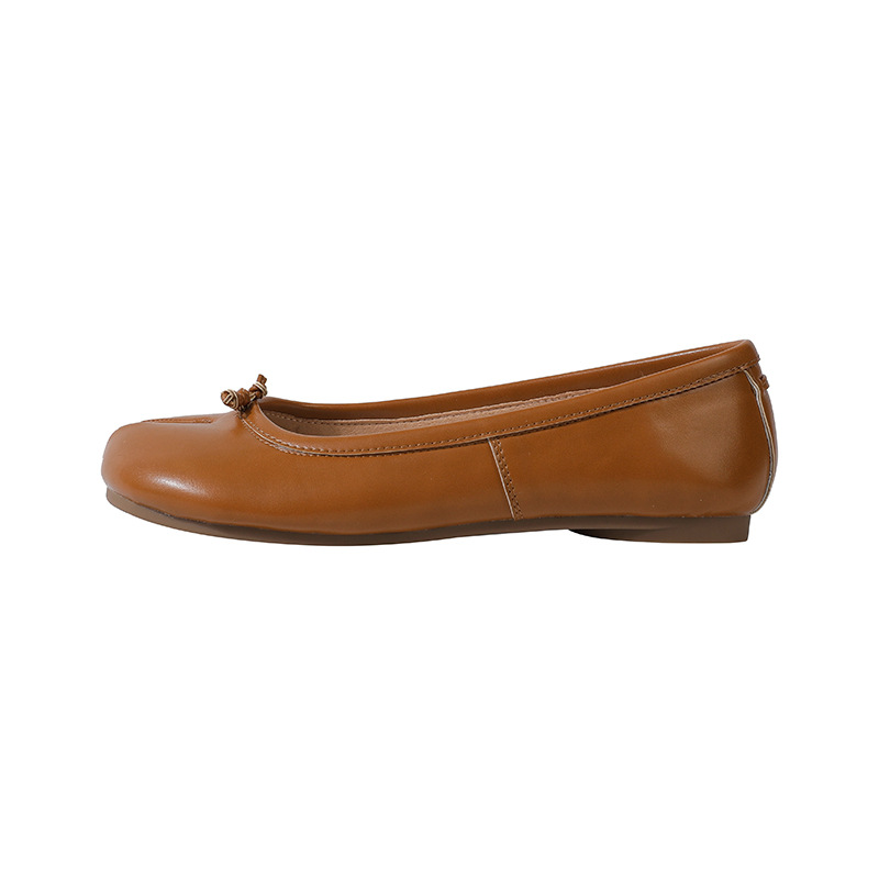 luxury designer split toe low heels shoes woman bowtie mules leather moccasins Japanese style round heel tabi ninja pumps women