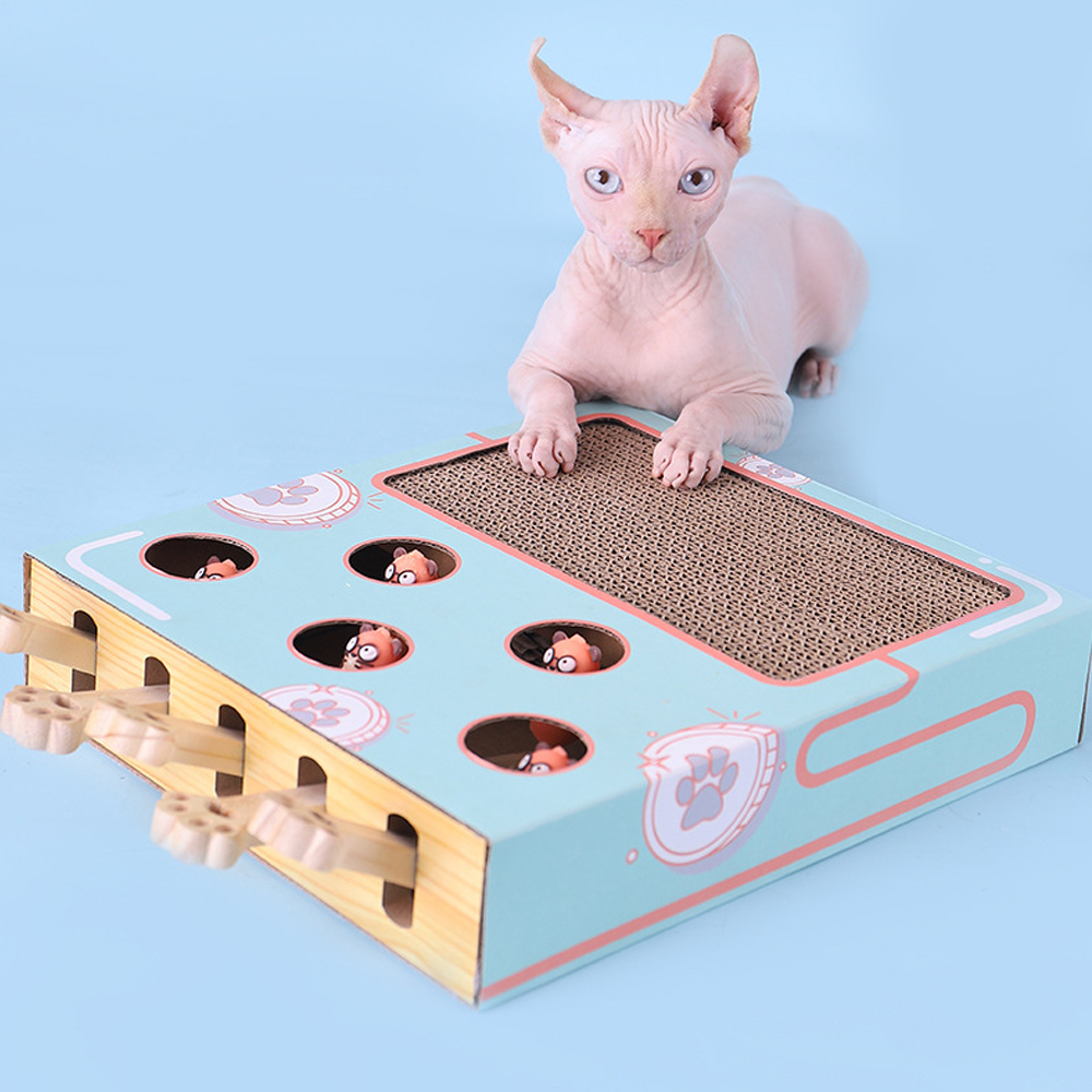 Cat Hit Gophers Cat Toy Chase Hunt Mouse 3 in 1 Cat Game Box Funny Cat Stick With Scratcher Maze Interactive Educational