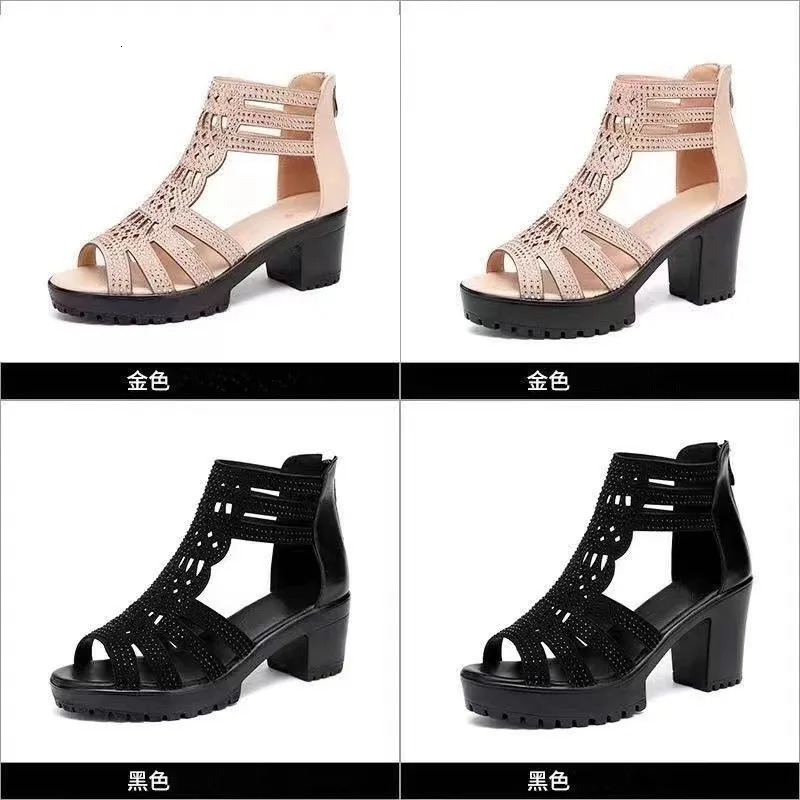 Womens Sandals Wedges Summer Hollow Out Roman Sandals Ladies Elegant Low Heel Sandals for Women Fashion Mujer Footwear 240611