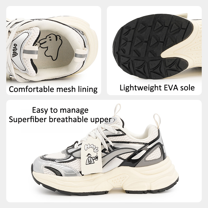 Couple Thick Sole Dad Shoes Female 2024 Summer Breathable Height Increasing Sports Shoes Versatile Lightweight Casual Shoes New Free Shipping size