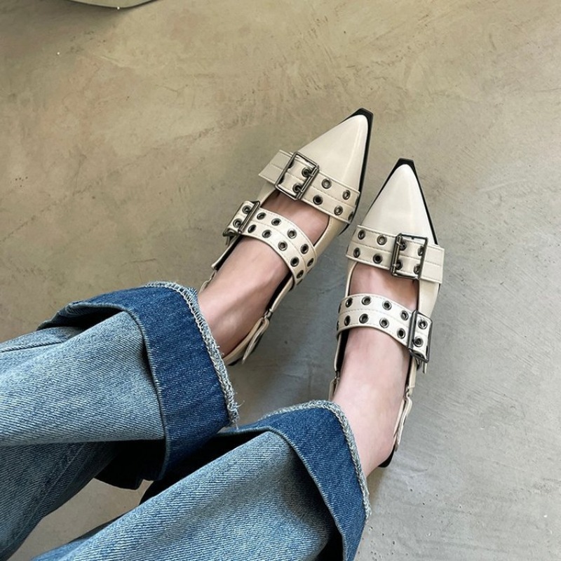 Pointy Mary Jane 2023 Summer Model with Skirt Small Leather Retro Chunky Single Shoes for Women