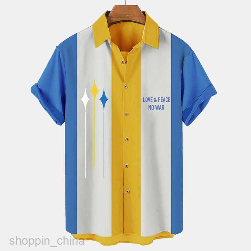 Men's Casual Shirts Men's Hawaii Short sleeved Shirt Men's 3D Digital Printed Striped Shirt Colorful Large 5XL tops