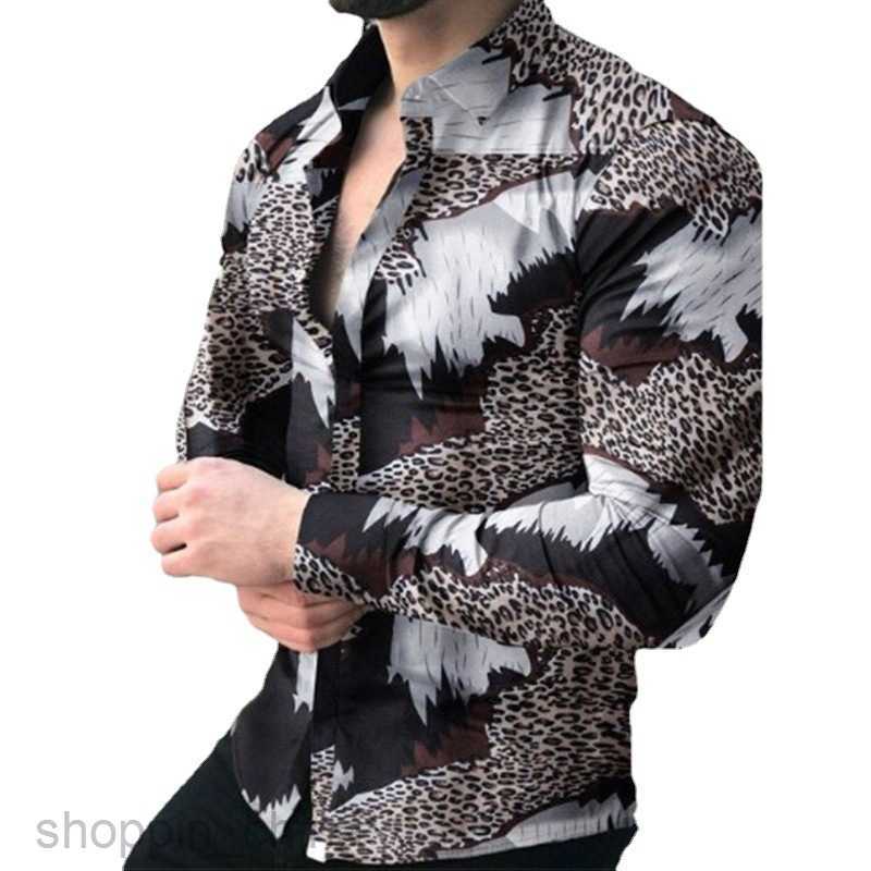 Men's Casual Shirts Spring and Autumn New Polo Neck Shirt 3D Printed Casual Loose Men's Long sleeved Top tops