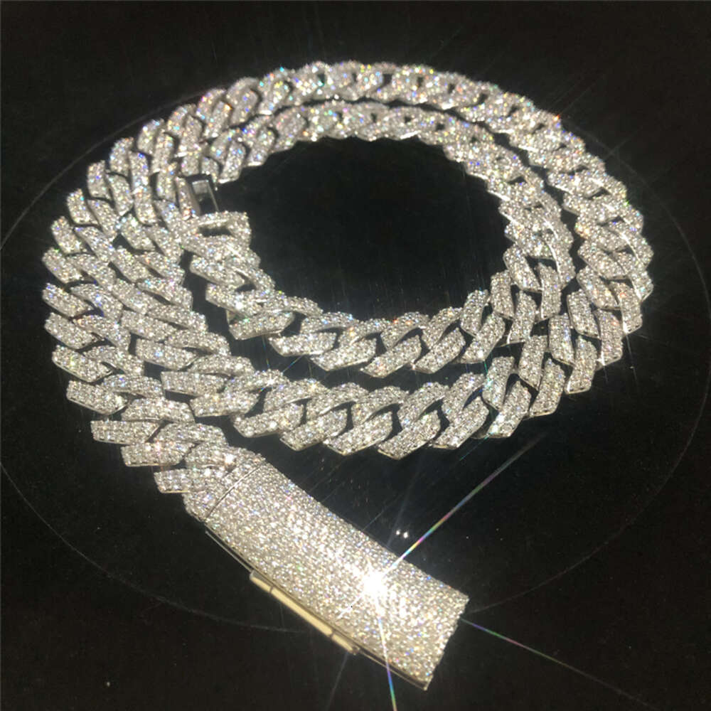 High Quality Iced Out Pass Diamond Tester Vvs Moissanite Hip Hop Jewelry Cuban Bracelet 15mm 925 Sterling Silver Cuban Links