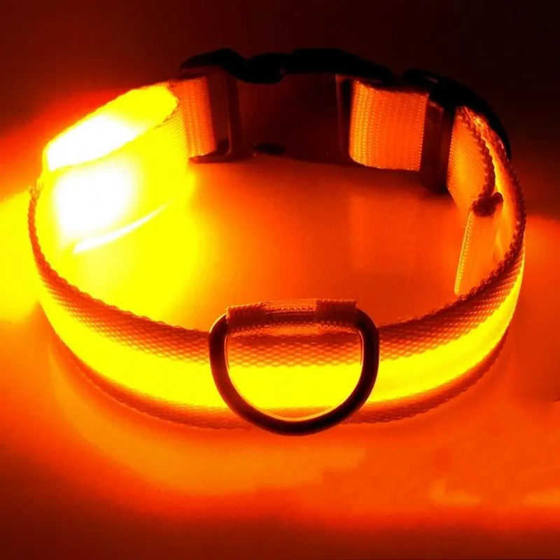 LED Nylon Dog Collar Flashing Light Up Safety Pet Collars For Dogs & Cats Multi Color XS XL Christmas