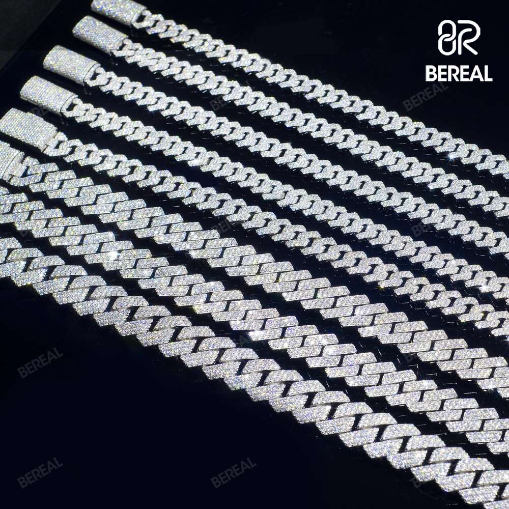 Factory Price Wholesale 8mm 10mm 12mm 14mm Moissanite Cuban Chain Bracelet Pass Diamond Tester 925 Silver Link Necklace