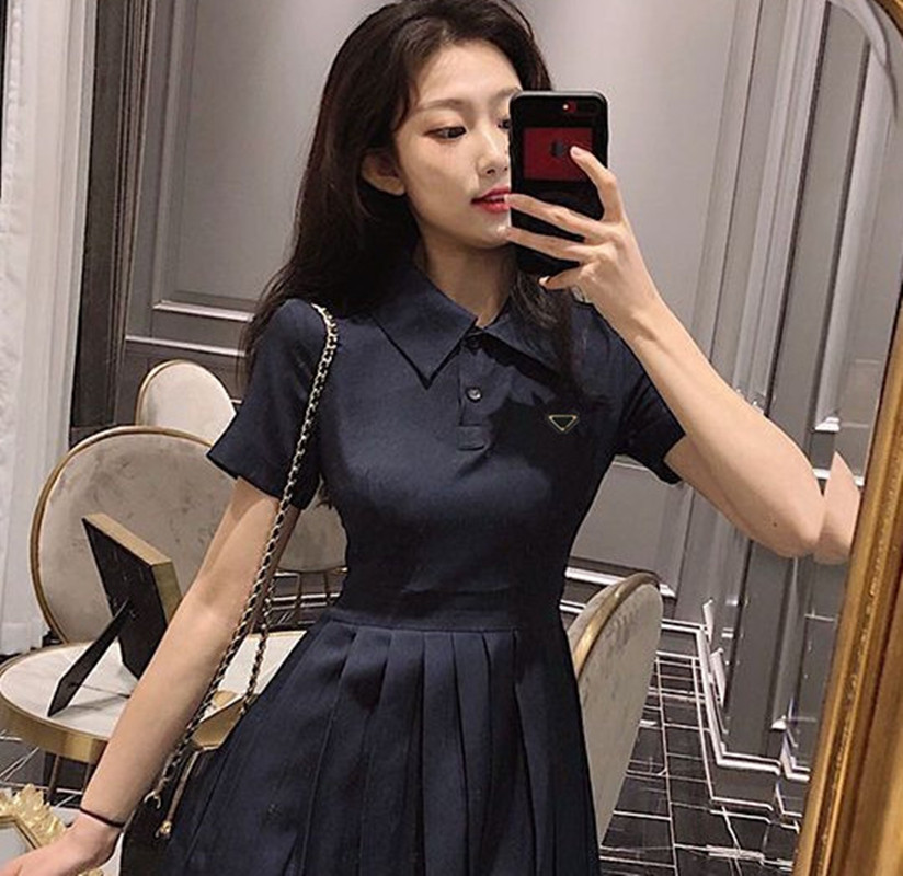 PA summer women dresses designer dress fashion casual waisted polo Dresses slim short-sleeved t shirt skirt