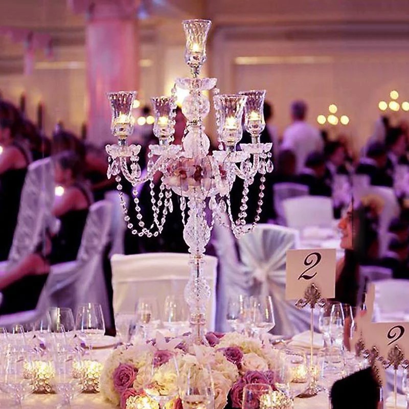 Acrylic Candle Holders Candelabras With Crystal Pendants Marriage Candlestick Crystal Candlestick Centerpiece Wedding Home Decor K260207