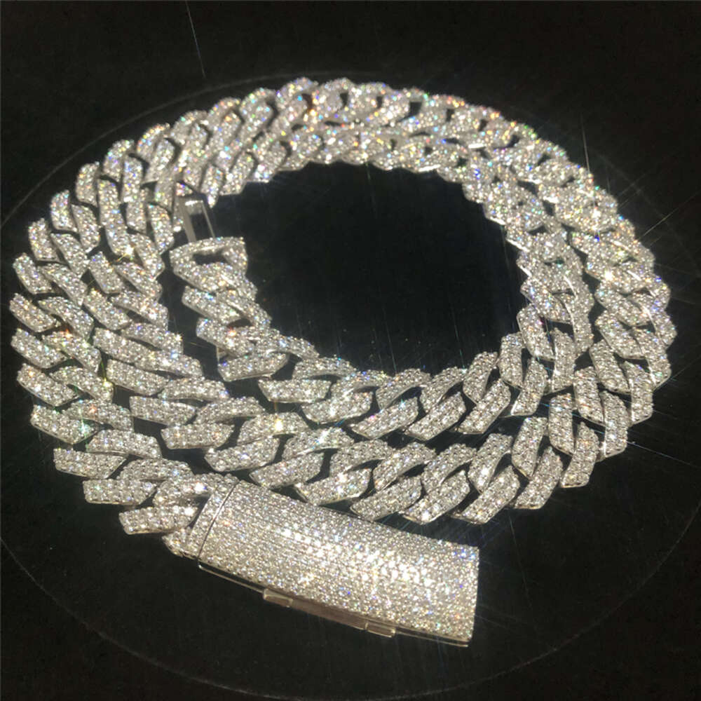 High Quality Iced Out Pass Diamond Tester Vvs Moissanite Hip Hop Jewelry Cuban Bracelet 15mm 925 Sterling Silver Cuban Links