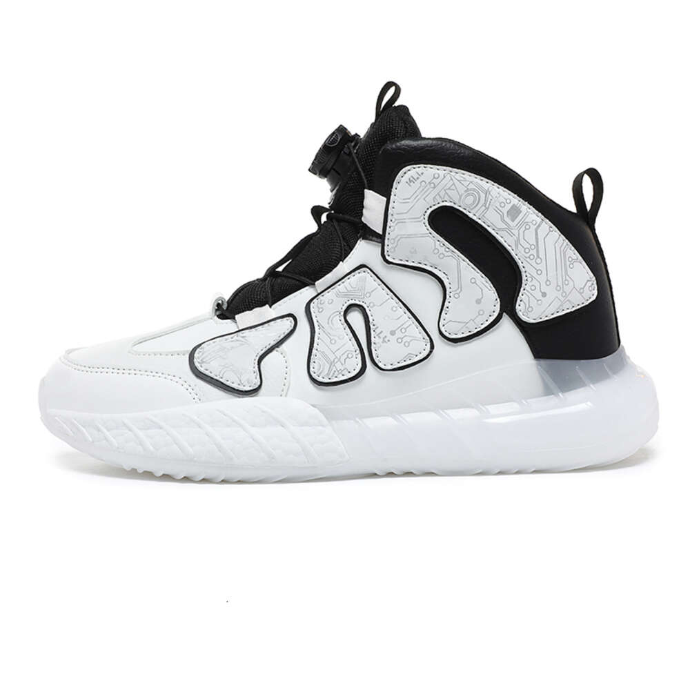 New leather Fashion men's High top rotary buckle sneakers