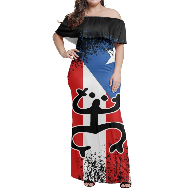 Party Dresses The 2024 Fashion Off Shoulder Corset Sexy Dress Printing Short Sleeve Long Skirt Summer Womens Elegant