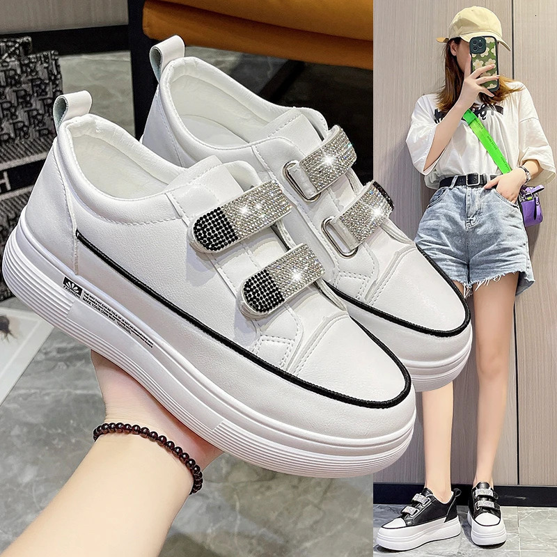 Womens Sports Shoes Spring/Summer Vulcanized Shoes Fashion Rhinestone Casual Shoes Zapatillas Printed Womens Flat Shoes 240611