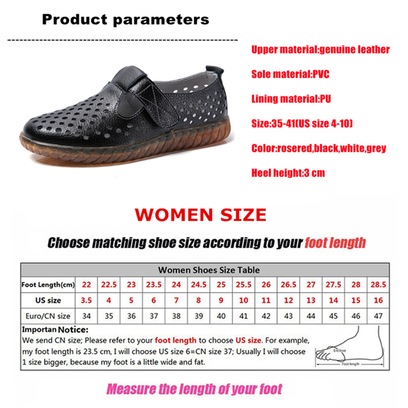 Women's Mother Female Genuine Leather White Shoes Sandals Loafers Moccasins Hook Loop Outdoor Cool Beach Summer Hollow