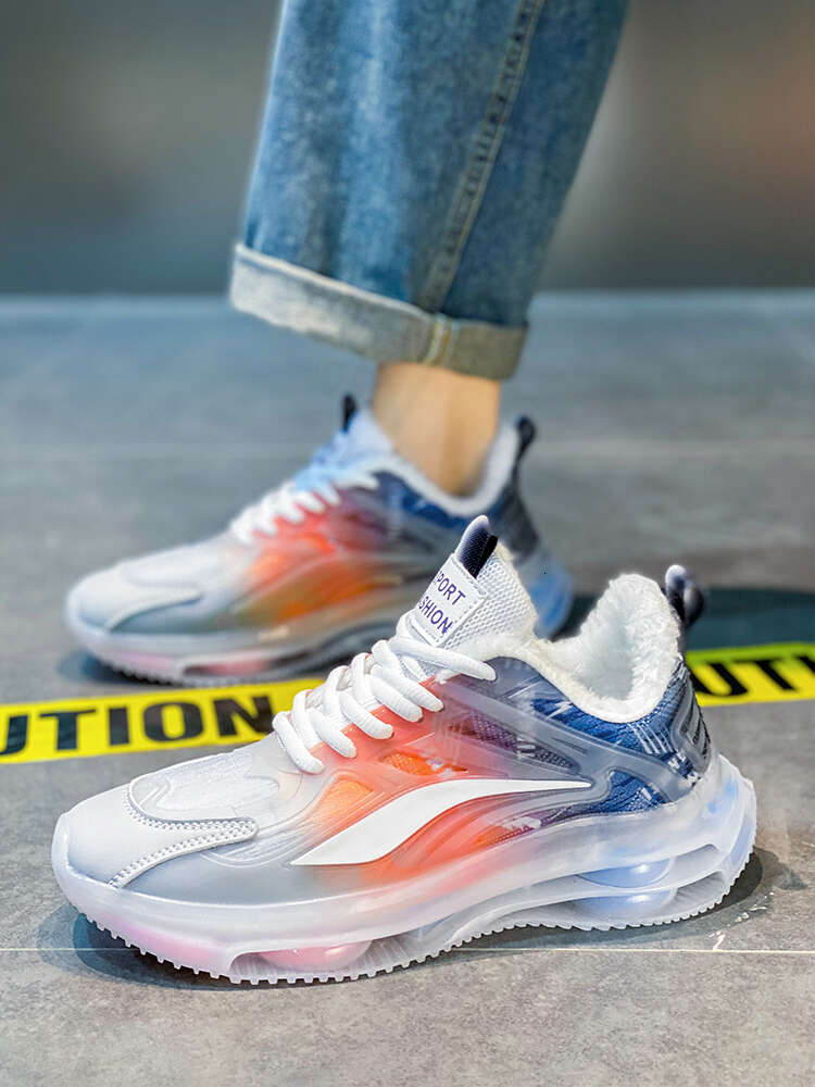 Winter men's and women's new fleece heightening sneakers