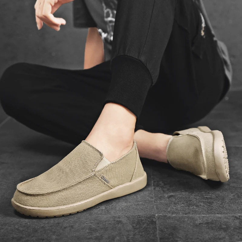 Fashionable mens sports shoes canvas breathable mens walking and driving shoes comfortable outdoor mens apartment casual shoes Tenis Masculino 240611