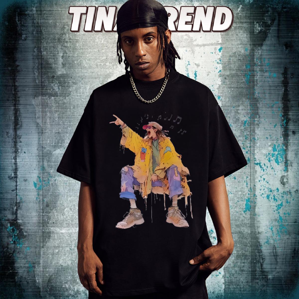 Cool T-Shirts for Men Outdoor 180g Cotton Men Tees Designer Fashion Floral Print Tee Shirt