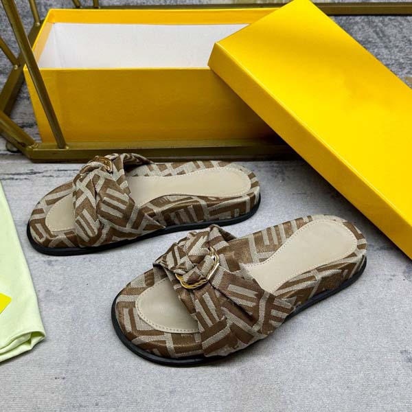 F Designer Sandals Top quality canvas platform Slides Casual shoes for ladies Ultra Fashion beach pool flat Slippers Size 35-45 With box fendily PVK8