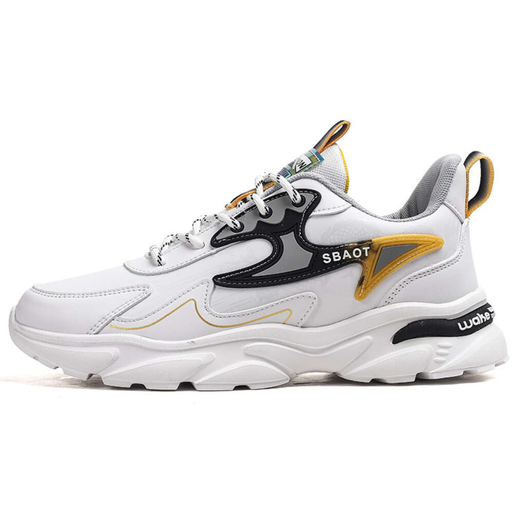 Four seasons all casual new leather men's sports fashion trend shock absorbing running shoes