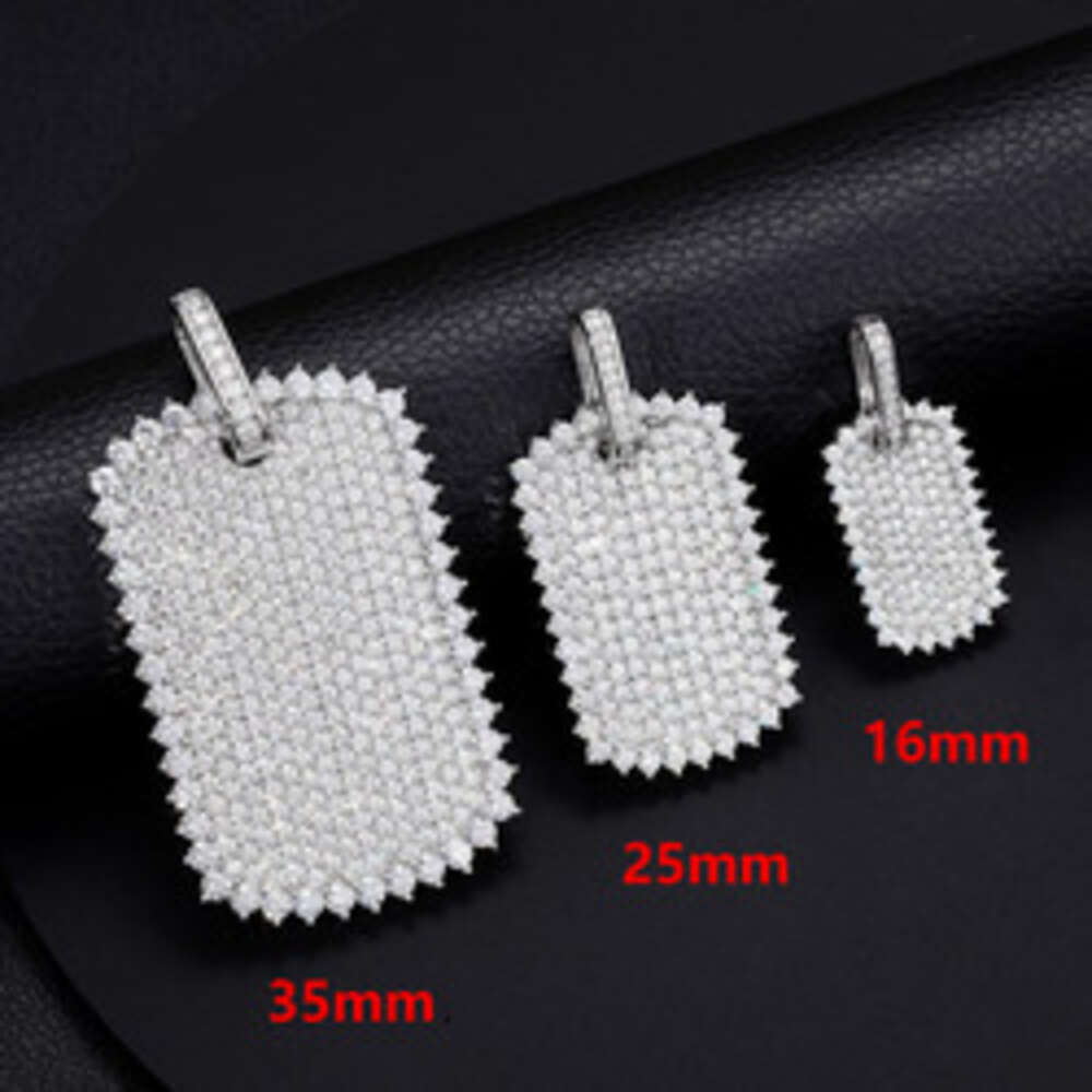New Arrival Hip Hop Jewelry 925 Sterling Silver Micro Pave Vvs Moissanite Diamond Iced Out Bling Dog Tag Sign Pendant Necklace