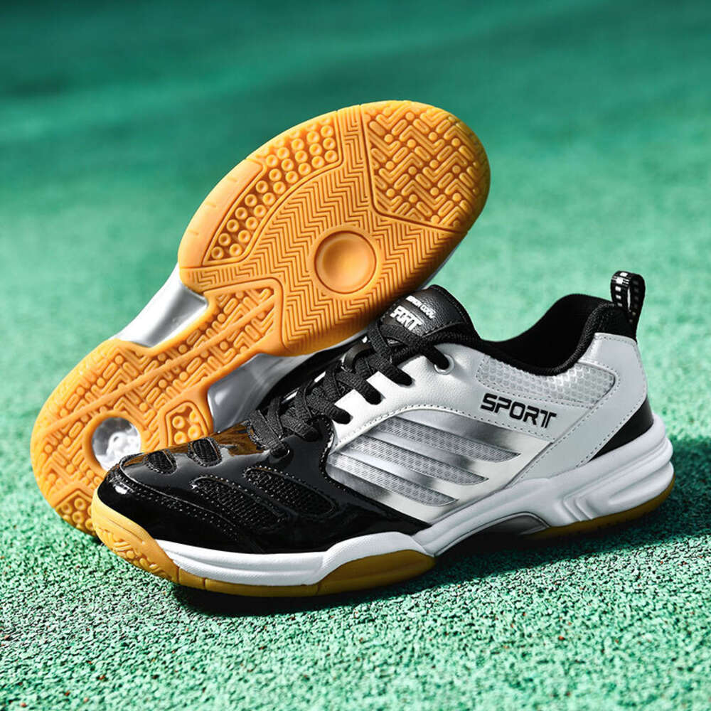 2024 New Large Size Badminton Rubber Leather Anti slip Breathable Comfortable Men's Tennis Shoes