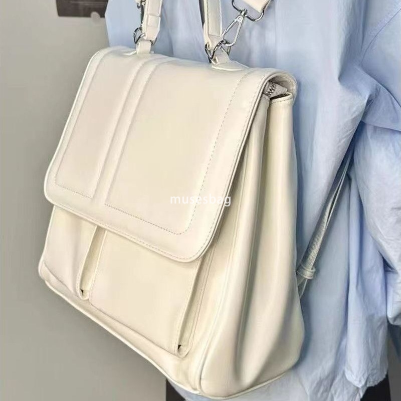 High quality niche design new original student party class commuting milk white backpack versatile diagonal cross bag hand in hand carrying bag