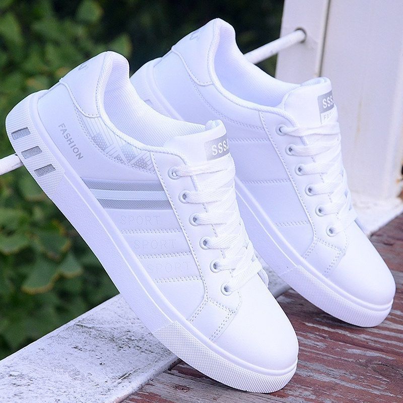 Men's Sneakers Casual Sports Shoes for Men Lightweight PU Leather Breathable Shoe Mens Flat White Tenis Shoes Zapatillas Hombre